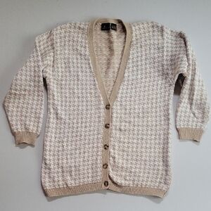 Women's Cream and Tan Cardigan Sweater
